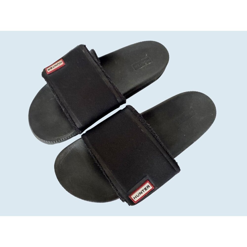 HUNTER Black Adjustable Strap Lightweight Slip On Slides Sandals Sz 7